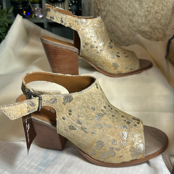 Trask Brand “Parker” shoes heels sandals leopard open toe 10M NIB silver - Picture 5 of 10